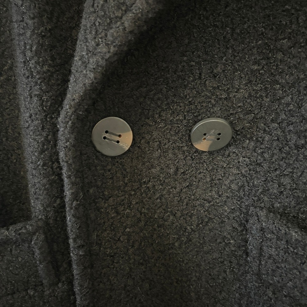 BCBGeneration Black Boucle Wool Blend Double‎ Breasted Long Coat PXL - Picture 8 of 11